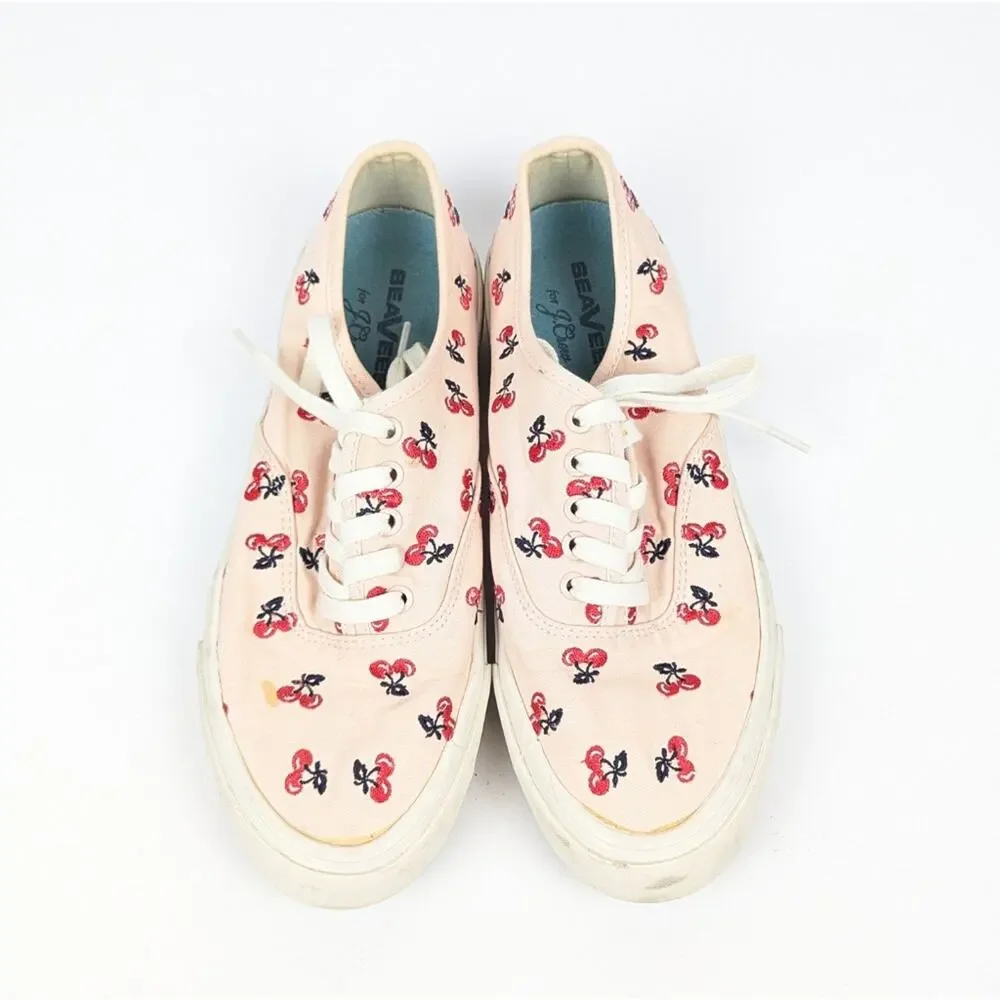 J. Crew SeaVees Embroidered Cherries Casual Legend Sneakers Size 8